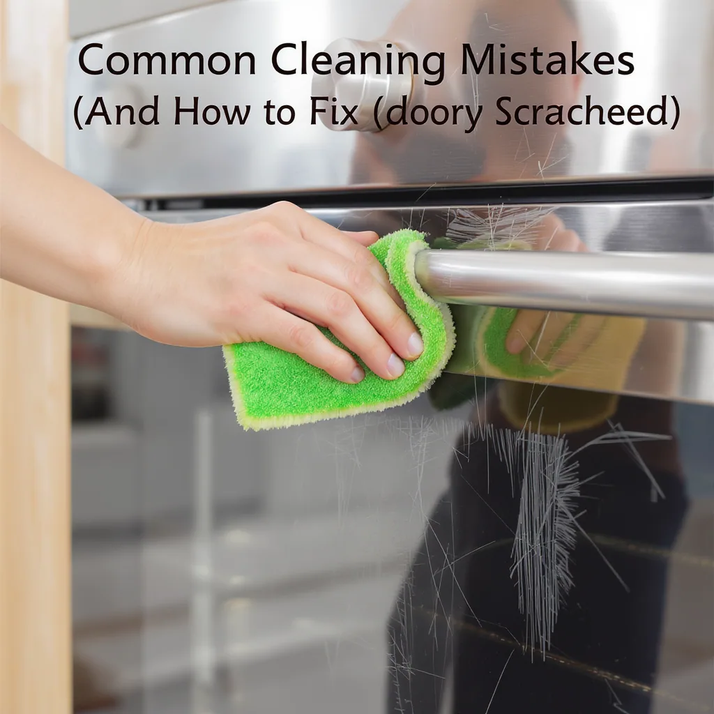 Harsh Green Scrub Pad Incorrectly Used On A Glossy Stainless