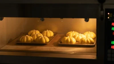Proper oven rack placement with baking pans for faster, more efficient cooking results.