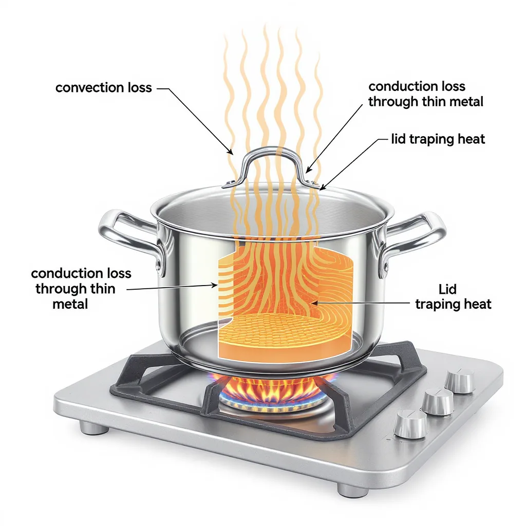 Cutaway A Kitchen Pot Showing Heat Loss And Retention