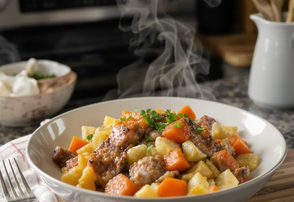 Person reheating leftovers in a microwave, illustrating energy-efficient food warming tips.