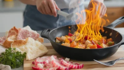 Infographic comparing Prep First vs Heat First methods to reduce oven and appliance run time for energy efficiency.