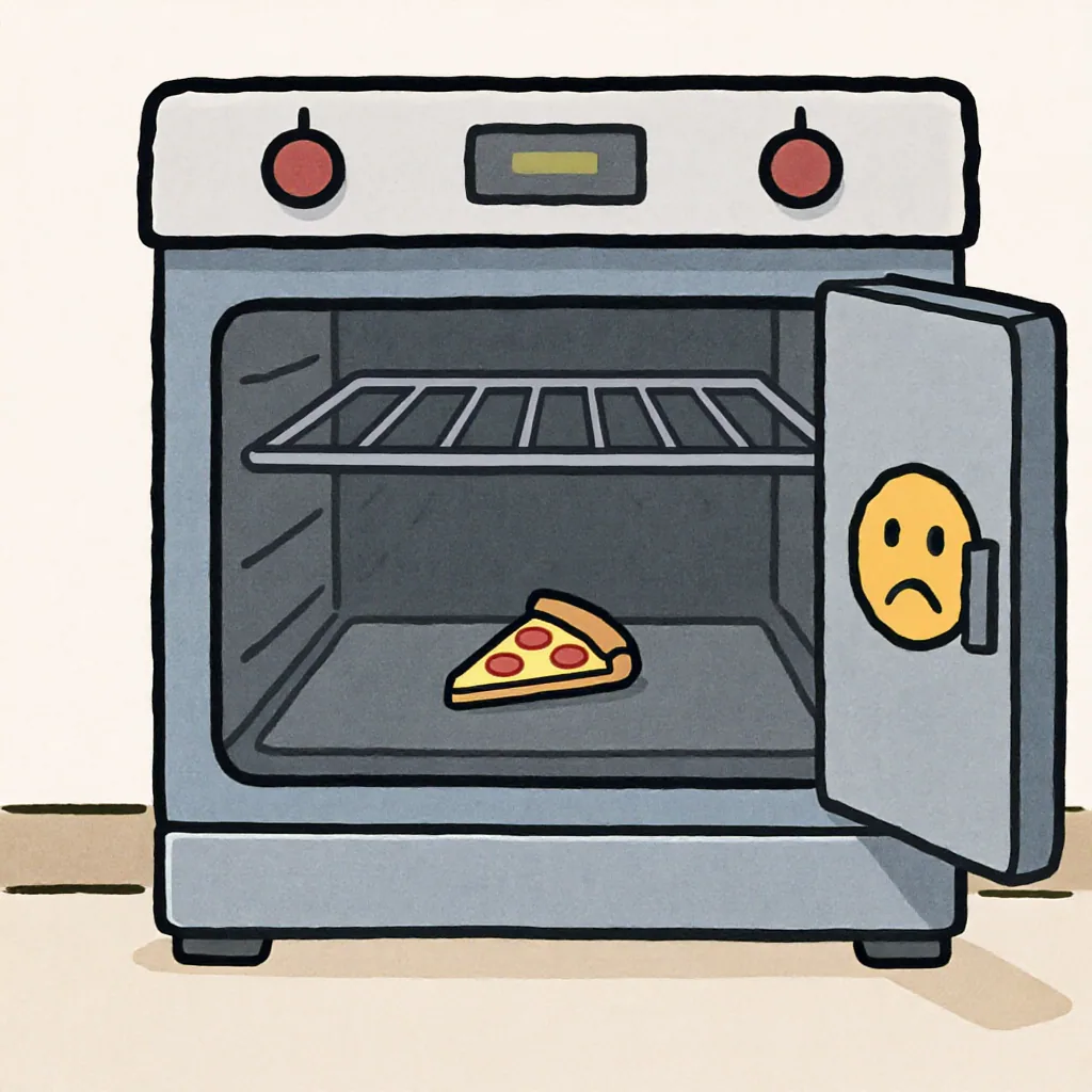 Cartoon Of A Small Portion Food In Large Oven With